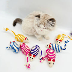 For Pet Sisal Cat Toy Mice - 14 Cm (Assorted Color)