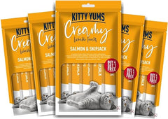 Kitty Yums Lickable Creamy Cat Treats Salmon & Skipjack 5Sticks 75g