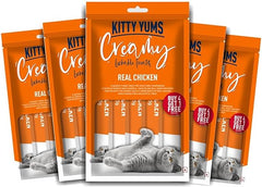 Kitty Yums Lickable Creamy Cat Treats Real Chicken 5 Sticks, 75 g