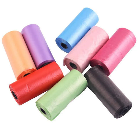 Waste Bags, 8 Pcs / Pack- 15 Bags/Roll, Mix Color