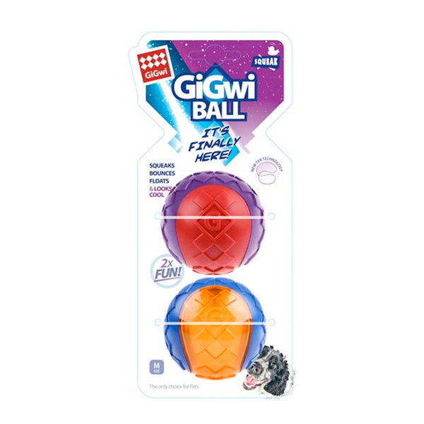 Gigwi Ball Medium 2pack Red/Orange Solid Transparent with Squeaker 6410