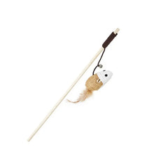 Its Meow With Bell & Feather Tail Cat Wand In Wooden Stick - 50Cm