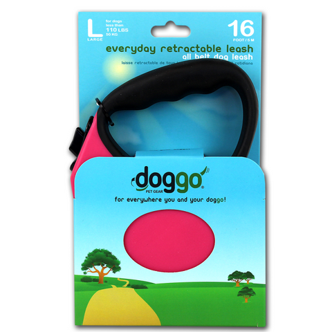 Doggo everyday retractable leash 5m, L, pink