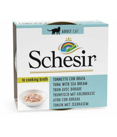 Schesir Cat Can Broth-Wet Food Tuna With Seabream- 70g