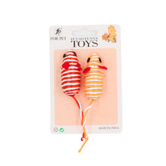 For Pet Stripey Mice Cat Toys Random Colours -10 Cm (Pack Of 2) Mixed Colours