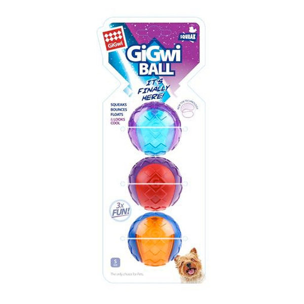 Gigwi Ball Small 3pack Squeaker – Solid Transparent