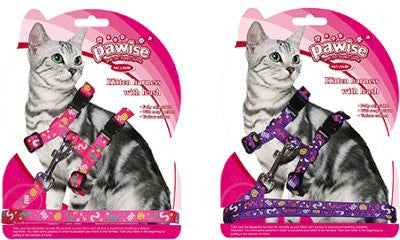 Pawise Kitten Harness W/1.2 Leash-Pink/Purple