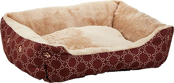 Pawise Square Dog Bed, Wine Red - 19