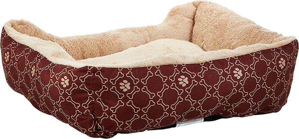 Pawise Square Dog Bed, Wine Red - 25